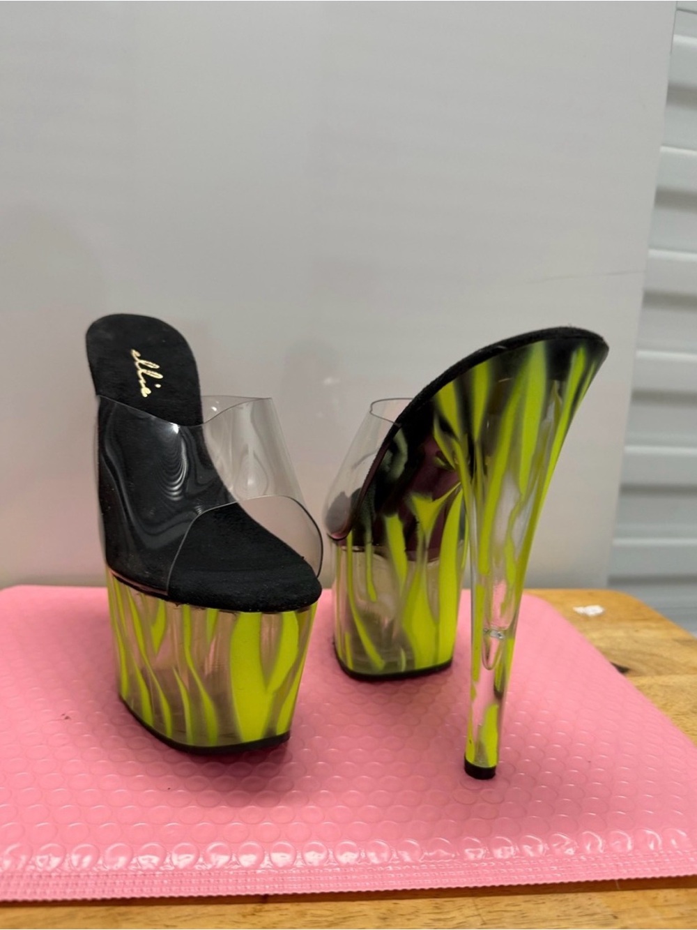Ellie Neon Green and Clear Platform Stiletto Heels